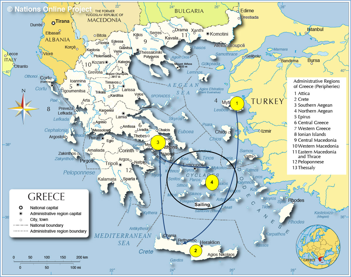 Greece Map Itinerary 2014